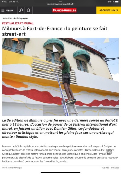 Milmurs production, Street-art, Martinique, Montréal, Bahbou Floro - festival Fort de France 2020